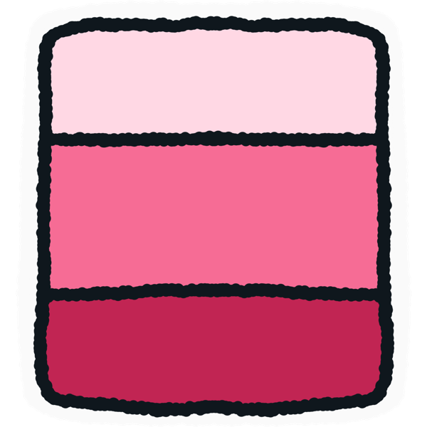 a rectangle divided in three, darkest pink at the bottom and lightest pink at the top